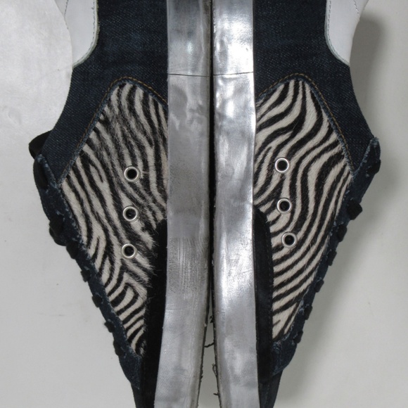 Golden Goose Limited Edition Super-Star Sneakers In Denim Zebra-Print 10 US - Picture 9 of 12